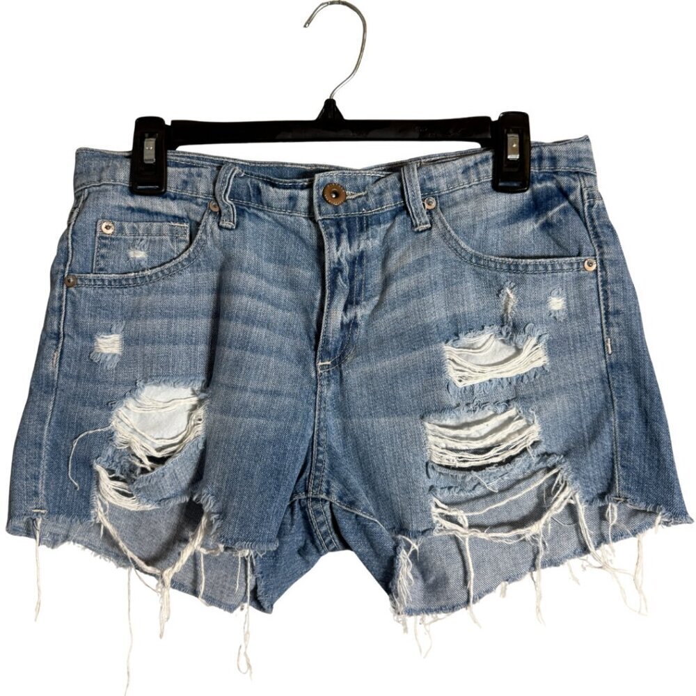 Pistola Distressed Cut Off Denim Jean Shorts Womens 27 Asher Blue Mid Rise Rigid - Picture 1 of 13
